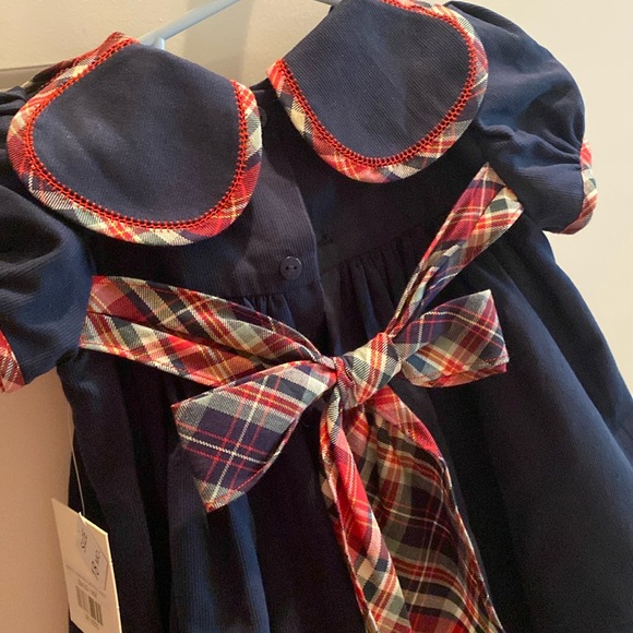 Sophie & Lucas | Dresses | Sophie Lucas Navy Christmas Noel Plaid Petal  Dress 8 Months Bnwt | Poshmark